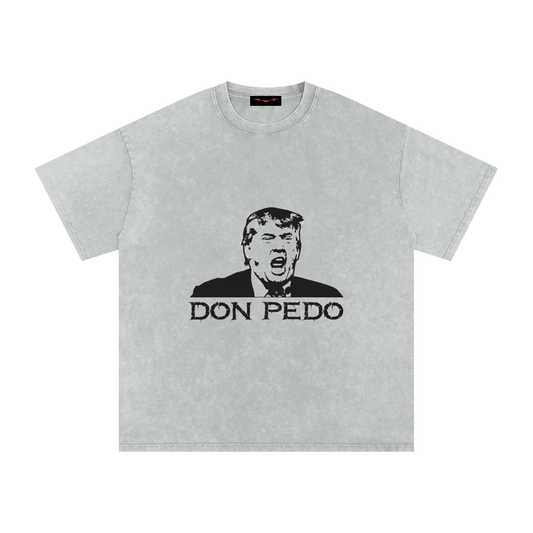 DON PEDO: Snow Washed Oversized Cotton T-Shirt