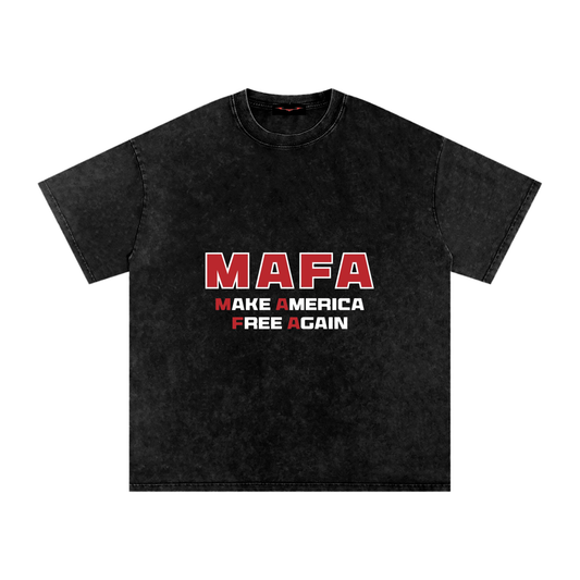 MAKE AMERICA FREE AGAIN: Snow Washed Oversized Cotton T-Shirt