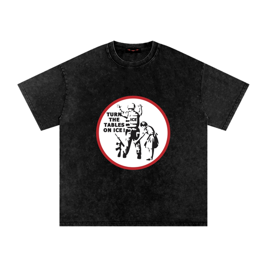 TURN THE TABLES: Snow Washed Oversized Cotton T-Shirt